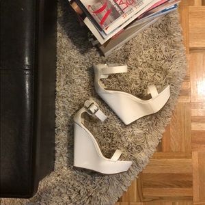 New White platform wedge heels sandals